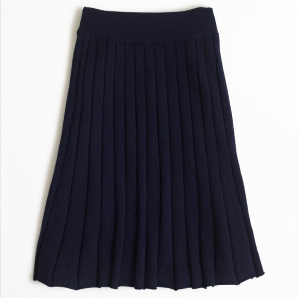 J. Crew Dresses & Skirts - JCREW Navy Pleated Merino Wool Skirt